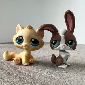 Littlest Pet Shop LPS Bunny #121 Cat #122 Pet Pairs G2 2004
